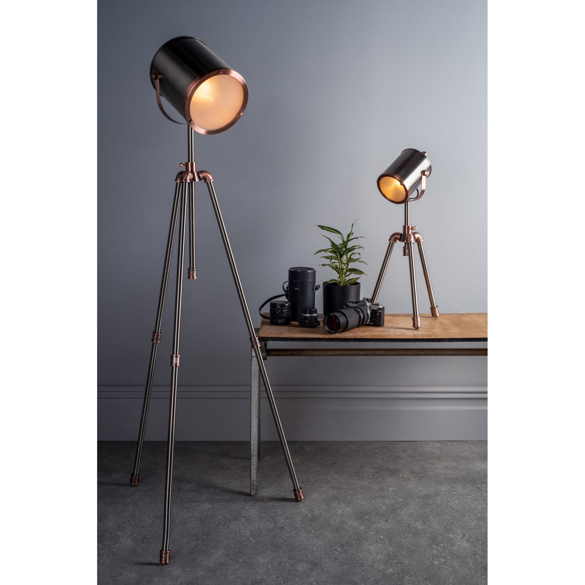 Jake Table Lamp In Antique Silver And Copper Finish JAK4021