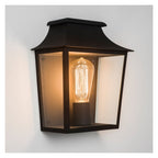 Richmond Half Wall Black Outdoor Lantern with Glass Panels 1340013