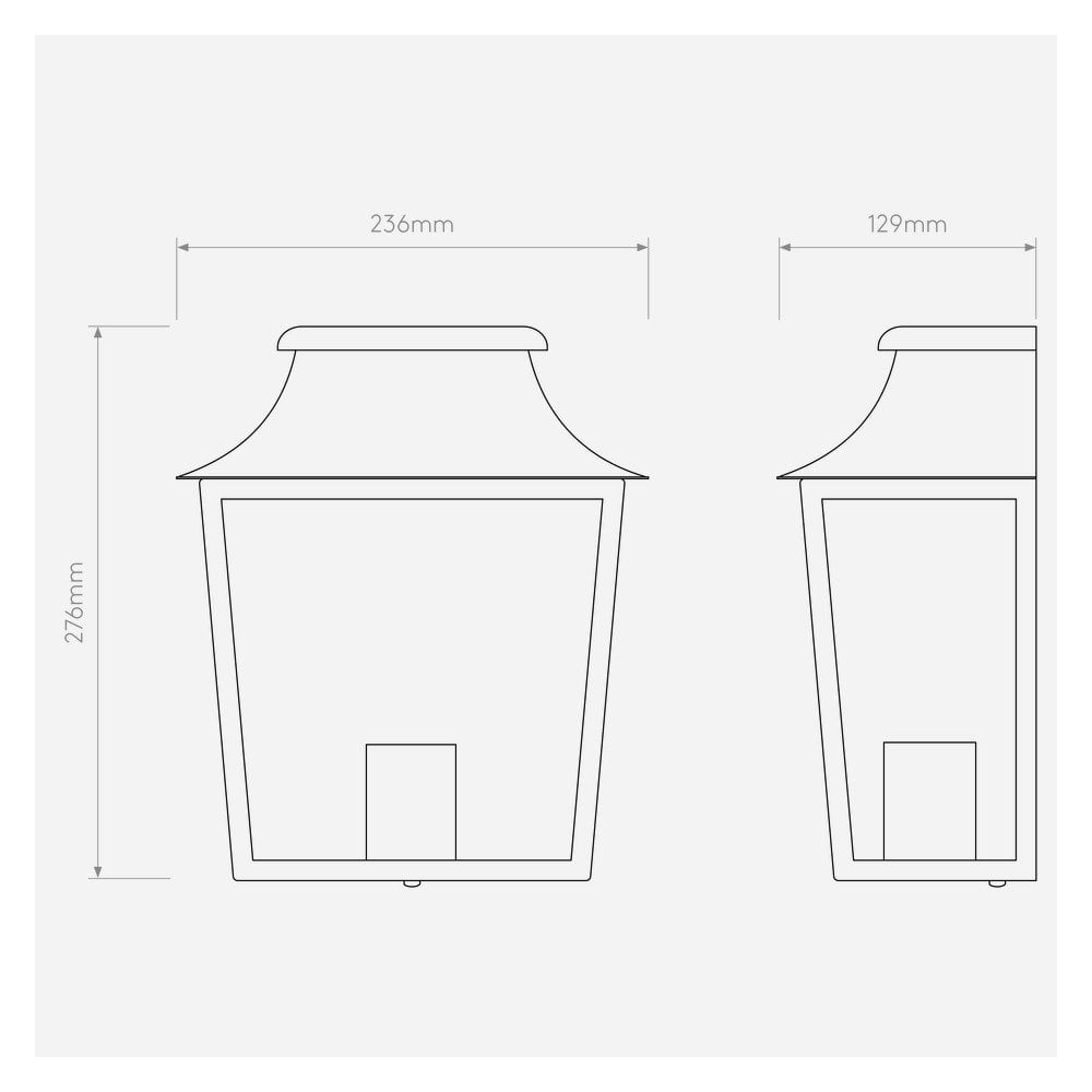 Richmond Half Wall Black Outdoor Lantern with Glass Panels 1340013