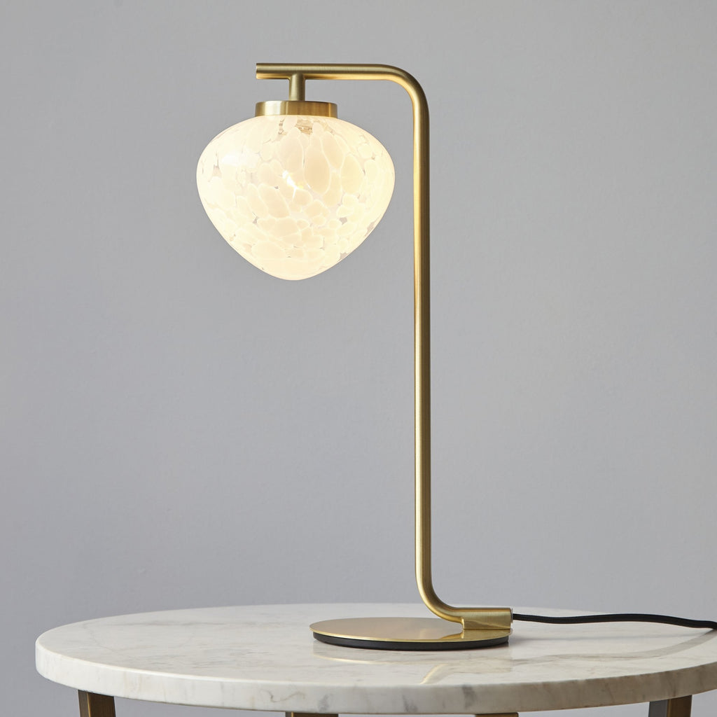 Contemporary Table Lamp in Satin Brass With Confetti Glass