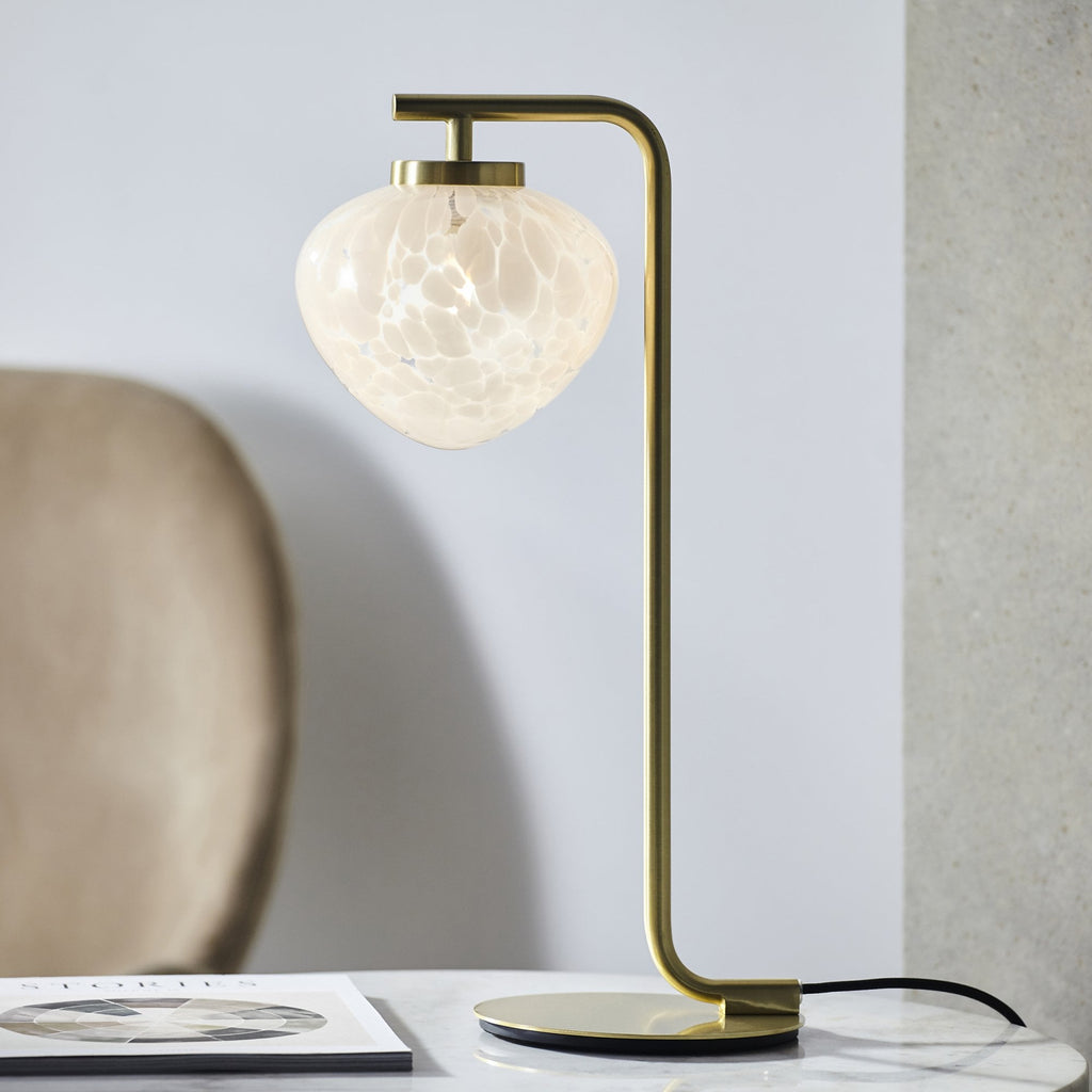 Contemporary Table Lamp in Satin Brass With Confetti Glass