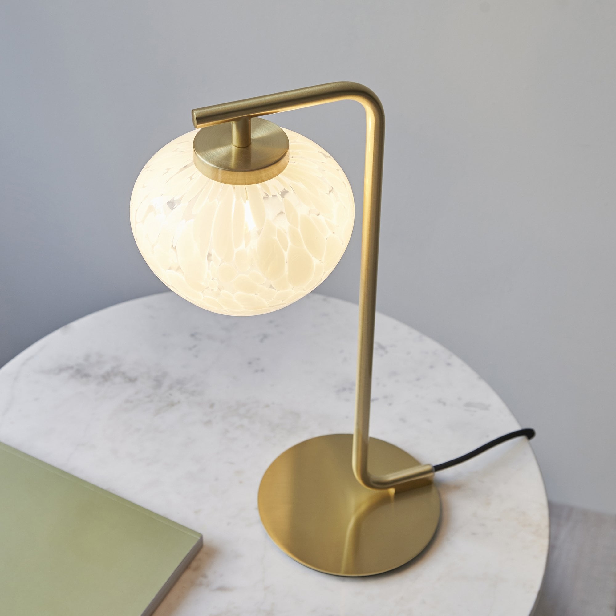 Contemporary Table Lamp in Satin Brass With Confetti Glass
