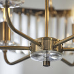 Elegant 6 Light Ceiling Pendant In Antique Brass With Clear Cut Glass