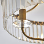 Elegant 3 Light Semi Flush Light In Antique Brass With Clear Cut Crystal Glass