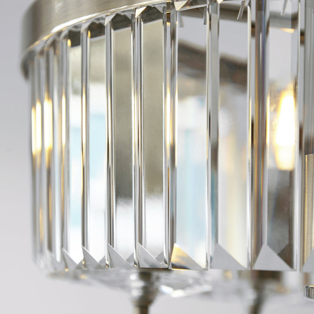 Elegant 3 Light Semi Flush Light In Antique Brass With Clear Cut Crystal Glass