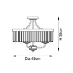 Elegant 3 Light Semi Flush Light In Antique Brass With Clear Cut Crystal Glass