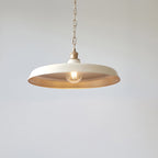 Sleek Ceiling Pendant Light In Matt Warm White And Satin Gold Paint