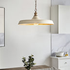 Sleek Ceiling Pendant Light In Matt Warm White And Satin Gold Paint