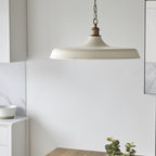Sleek Ceiling Pendant Light In Matt Warm White And Satin Gold Paint