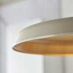 Sleek Ceiling Pendant Light In Matt Warm White And Satin Gold Paint