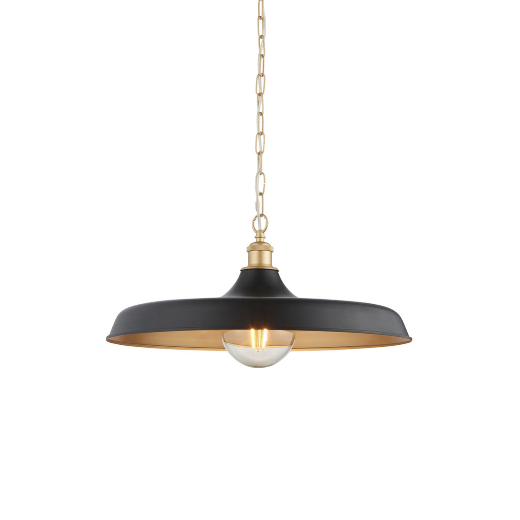 Sleek Ceiling Pendant Light In Matt Black And Satin Gold Paint