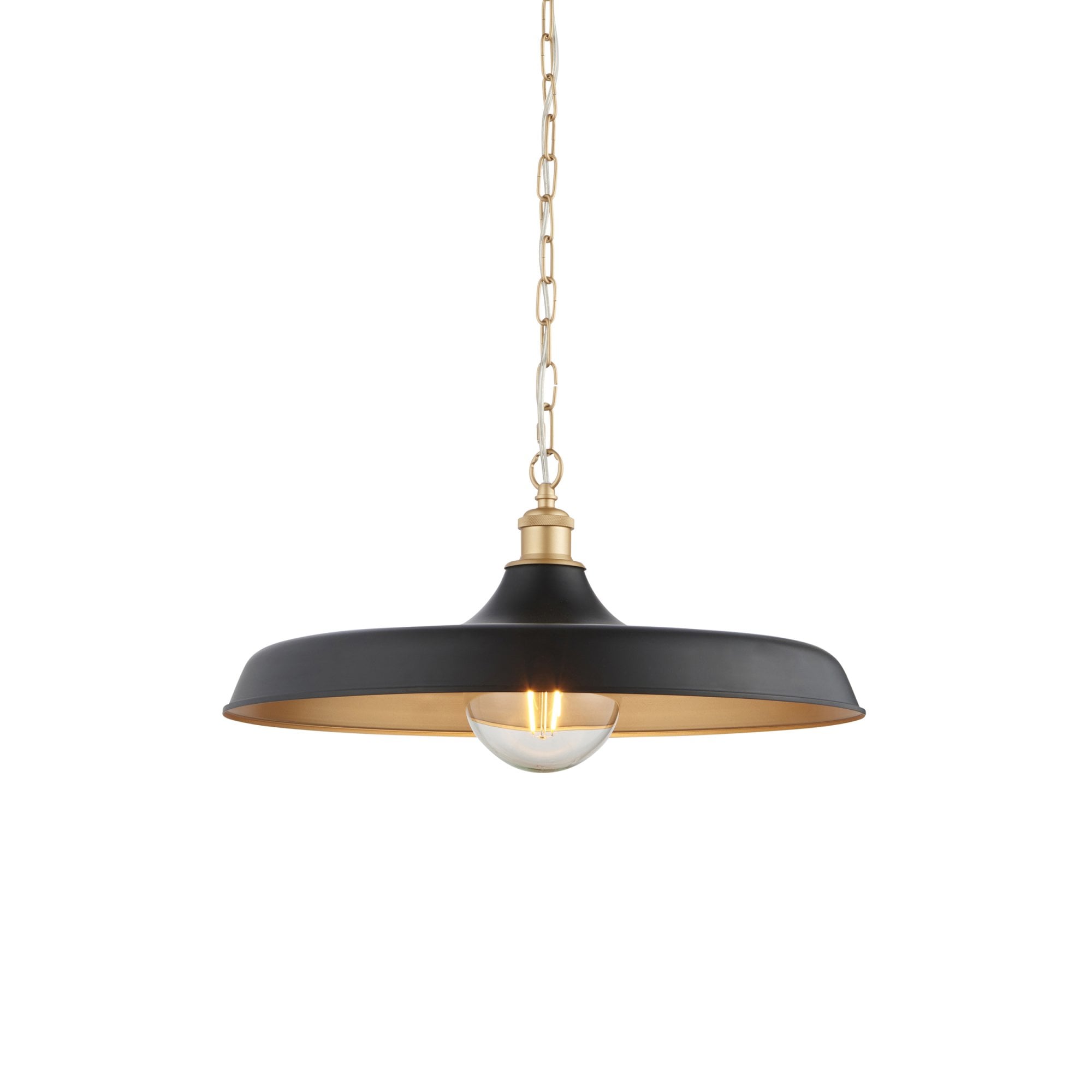 Sleek Ceiling Pendant Light In Matt Black And Satin Gold Paint