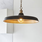 Sleek Ceiling Pendant Light In Matt Black And Satin Gold Paint