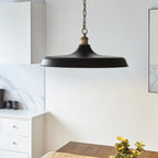 Sleek Ceiling Pendant Light In Matt Black And Satin Gold Paint