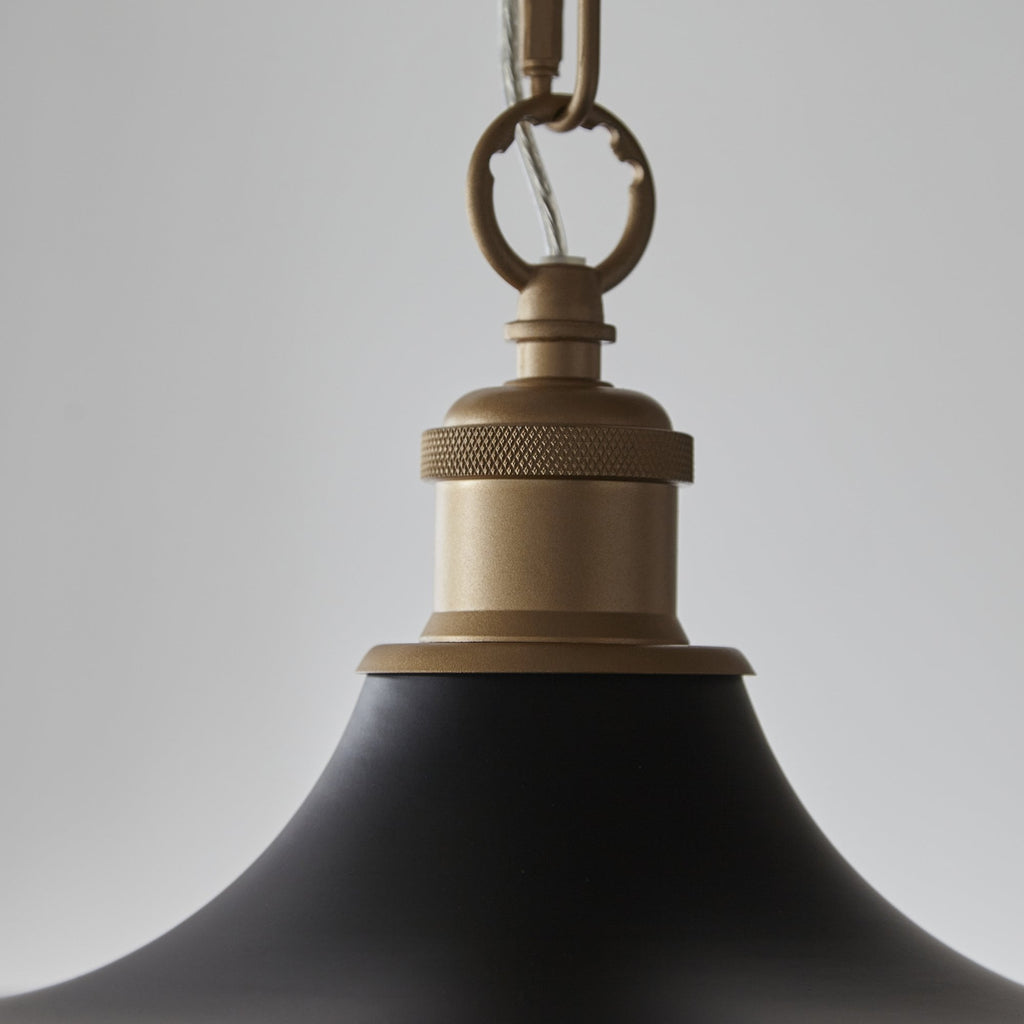 Sleek Ceiling Pendant Light In Matt Black And Satin Gold Paint