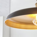 Sleek Ceiling Pendant Light In Matt Black And Satin Gold Paint