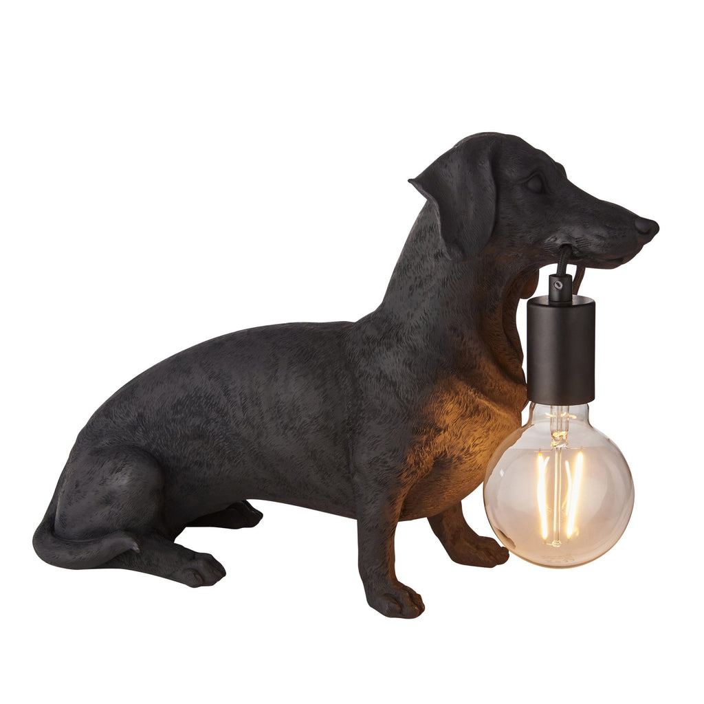 Dog Sculpture Table Lamp In Matt Black Finish