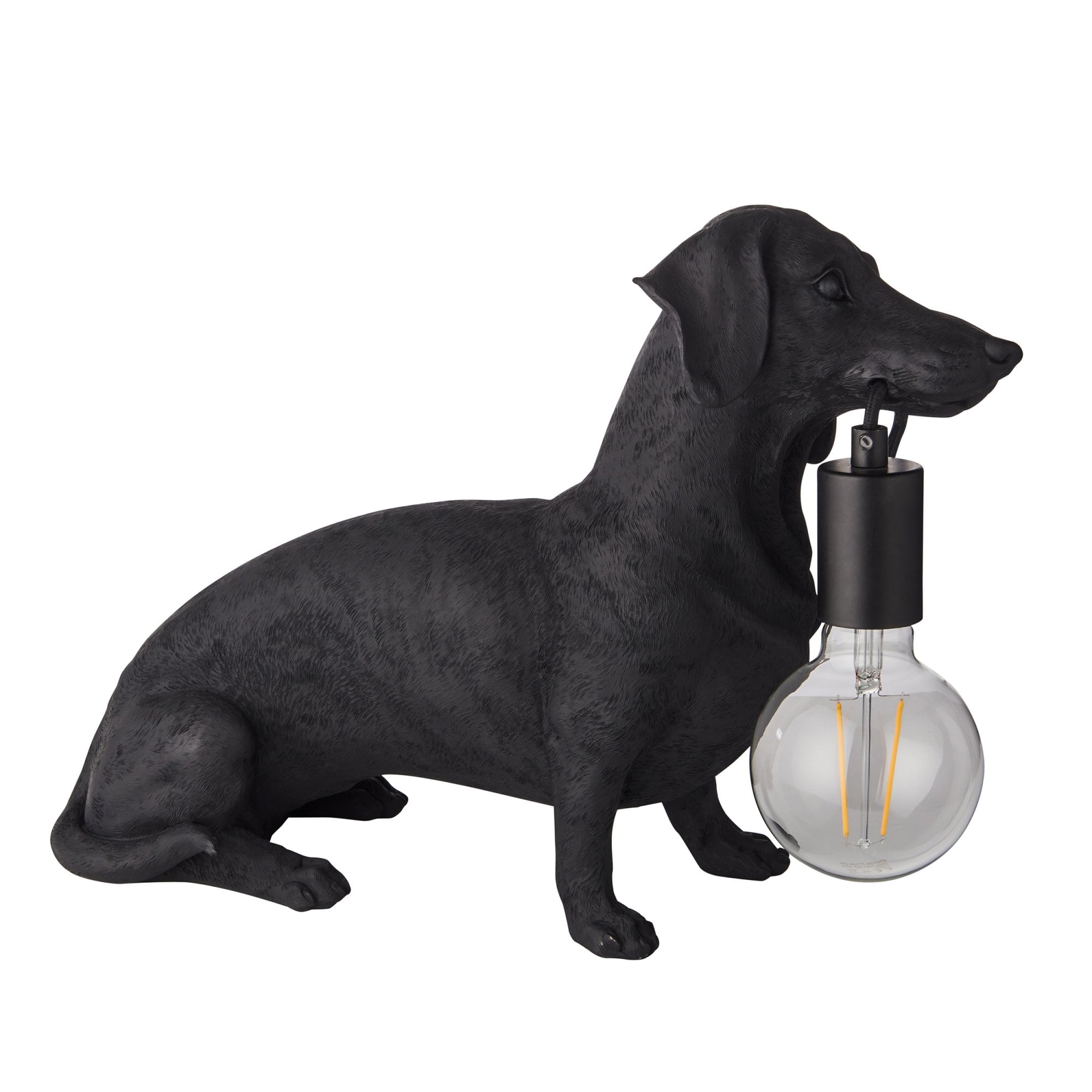 Dog Sculpture Table Lamp In Matt Black Finish