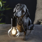 Dog Sculpture Table Lamp In Matt Black Finish