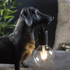 Dog Sculpture Table Lamp In Matt Black Finish