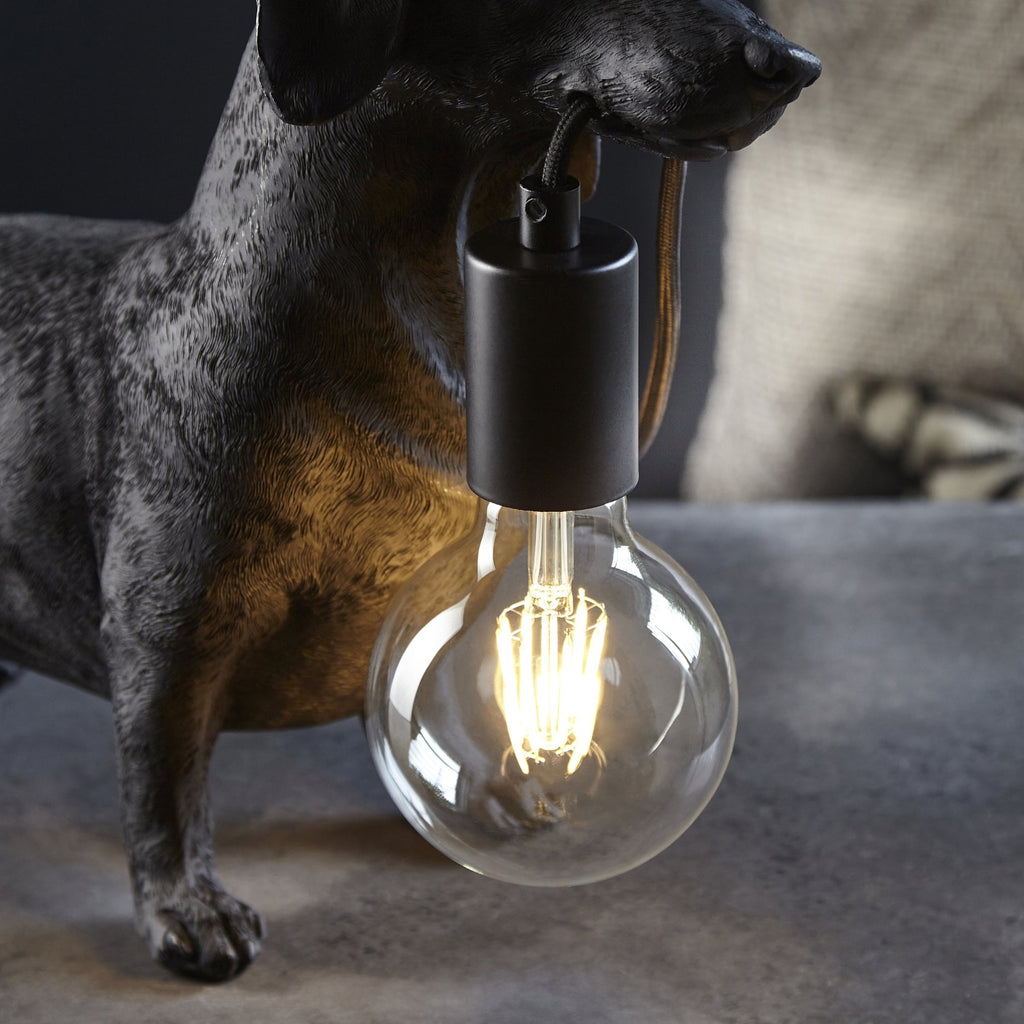 Dog Sculpture Table Lamp In Matt Black Finish