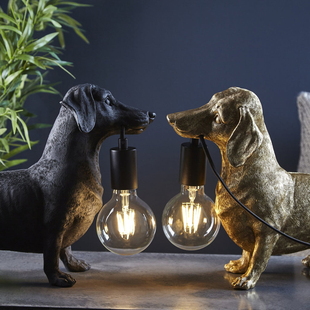 Dog Sculpture Table Lamp In Matt Black Finish
