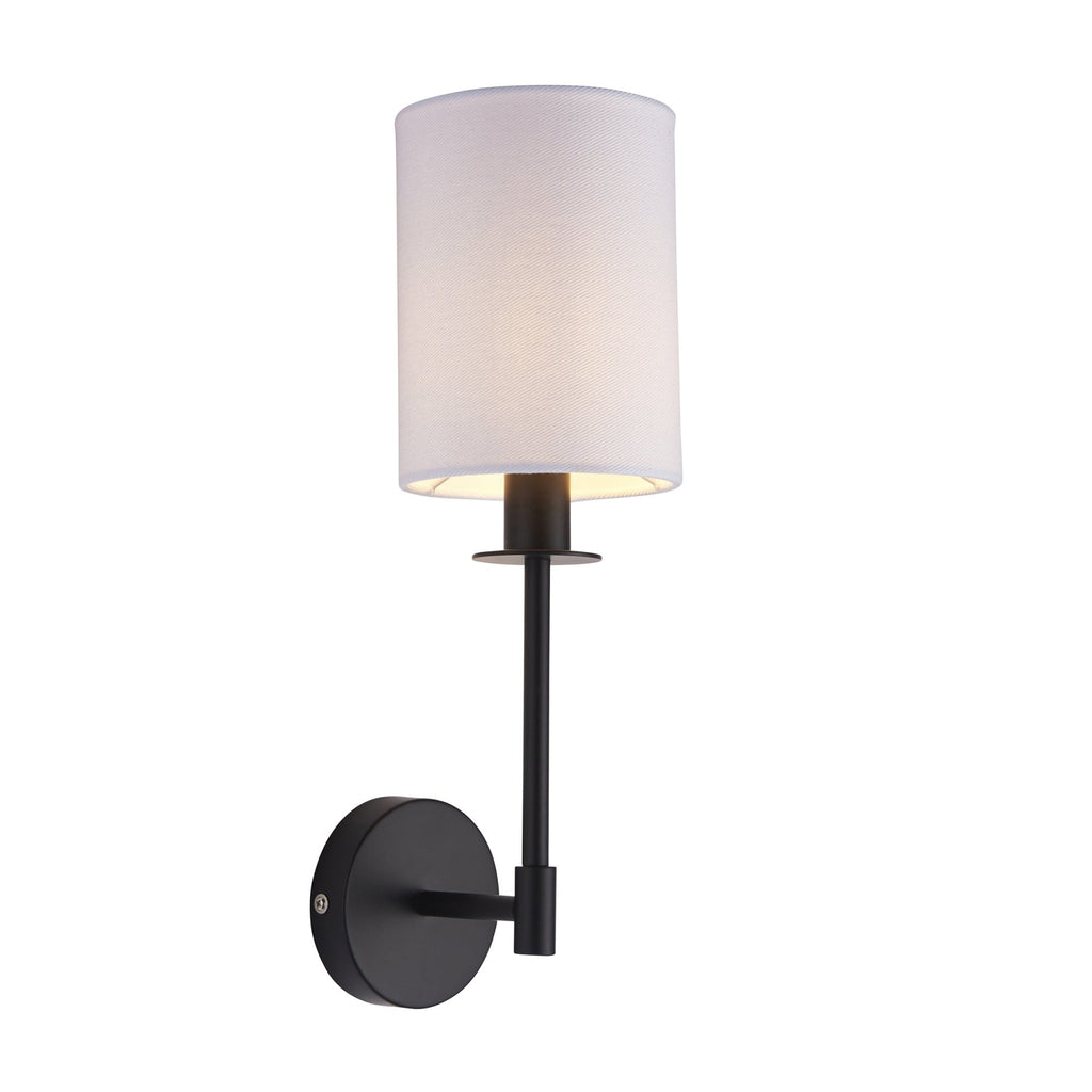 Contemporary Wall Light In Matt Black Finish With Vintage White Shade