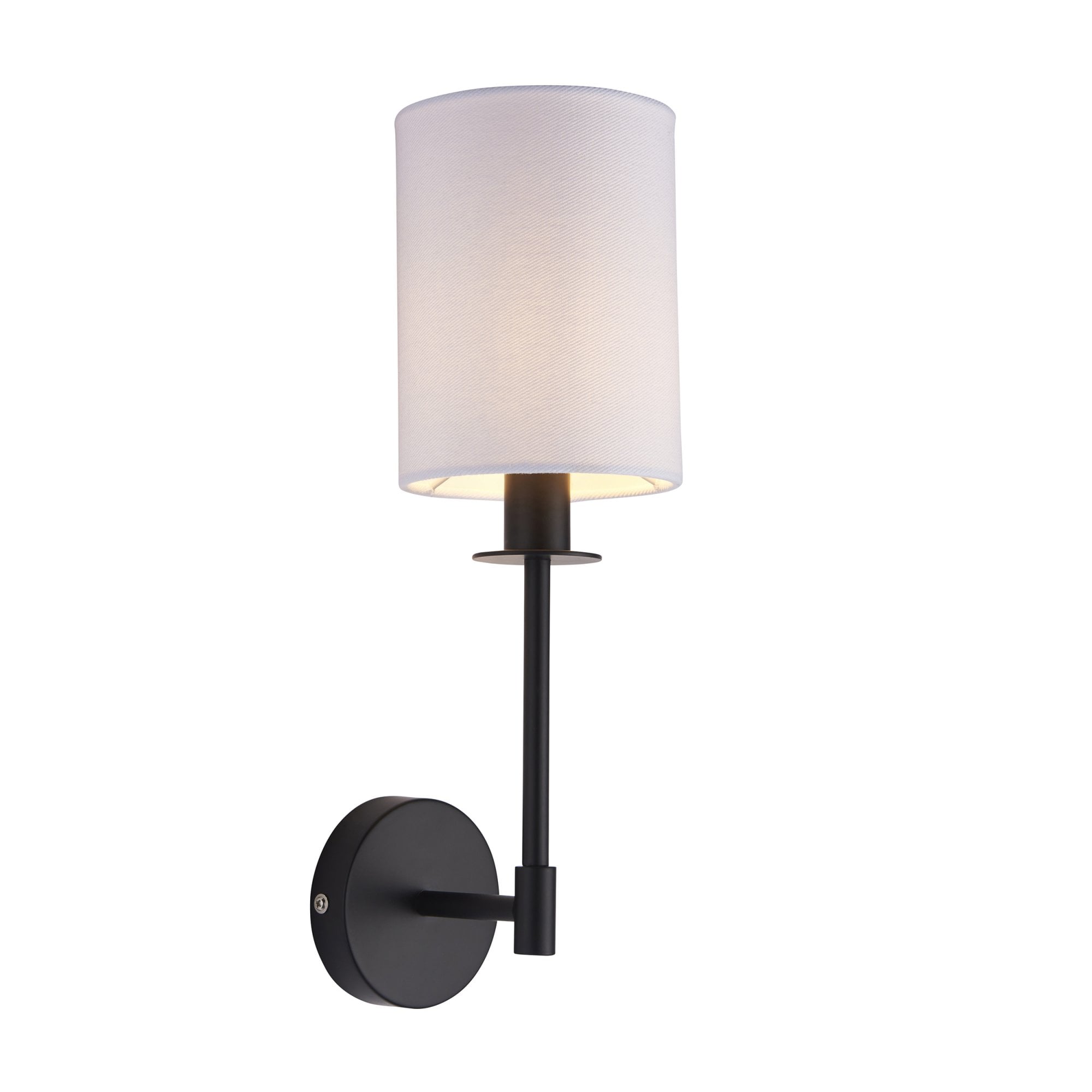 Contemporary Wall Light In Matt Black Finish With Vintage White Shade