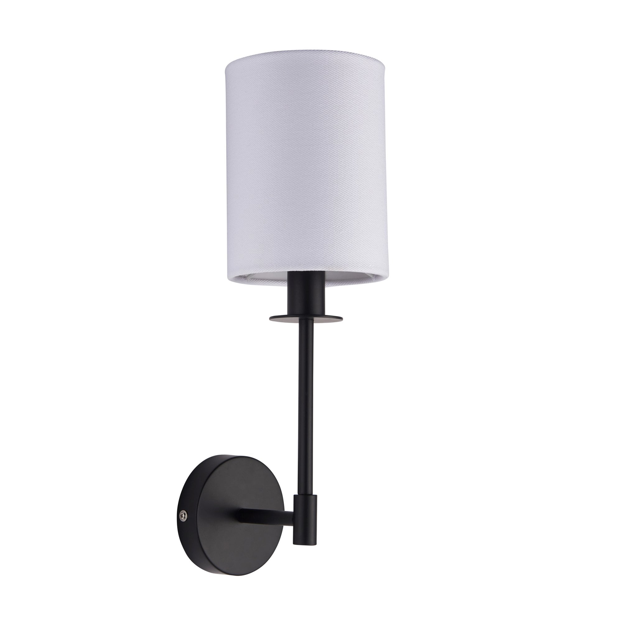 Contemporary Wall Light In Matt Black Finish With Vintage White Shade