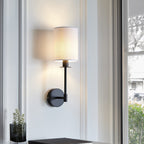Contemporary Wall Light In Matt Black Finish With Vintage White Shade