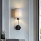 Contemporary Wall Light In Matt Black Finish With Vintage White Shade