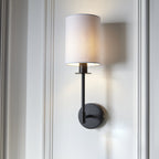 Contemporary Wall Light In Matt Black Finish With Vintage White Shade