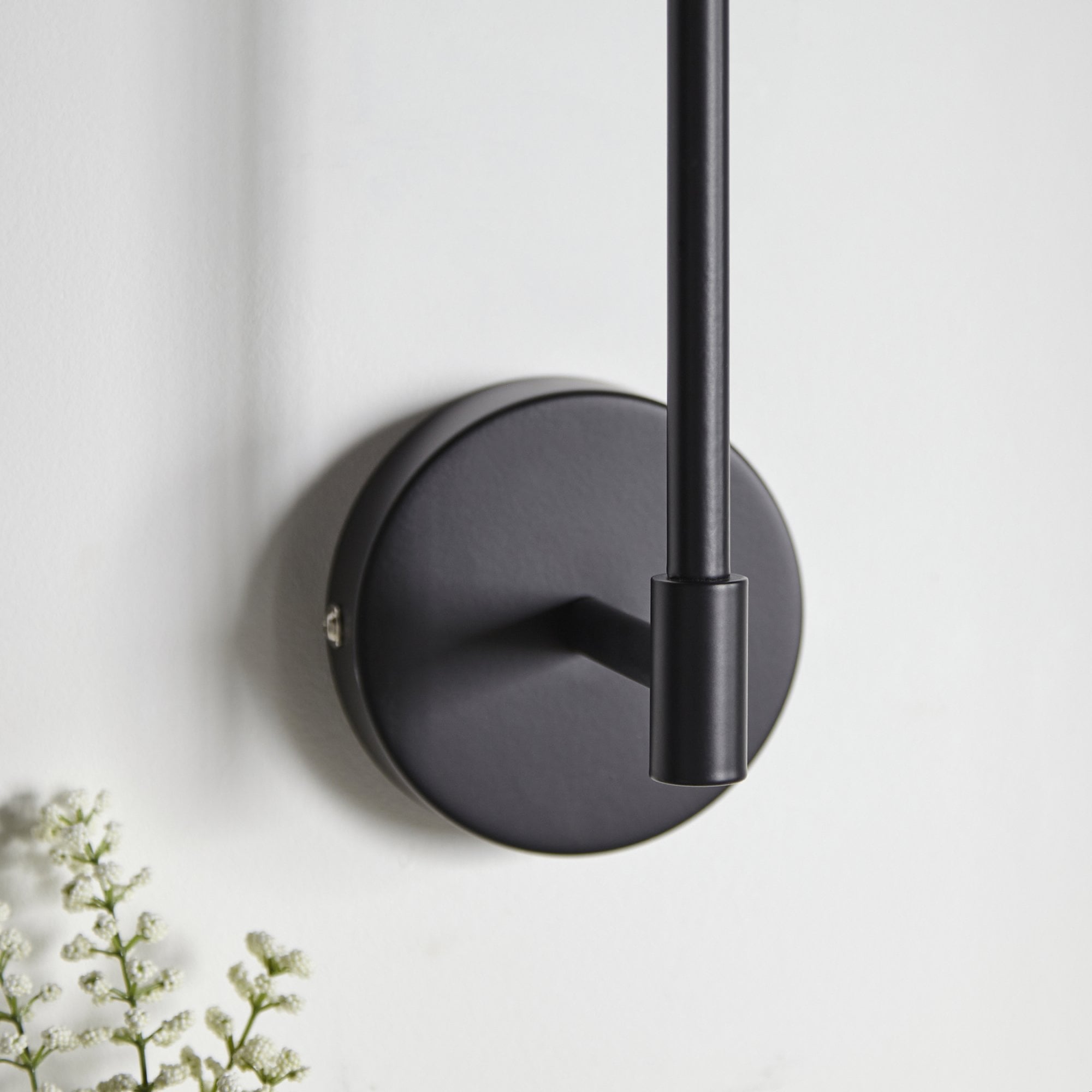 Contemporary Wall Light In Matt Black Finish With Vintage White Shade