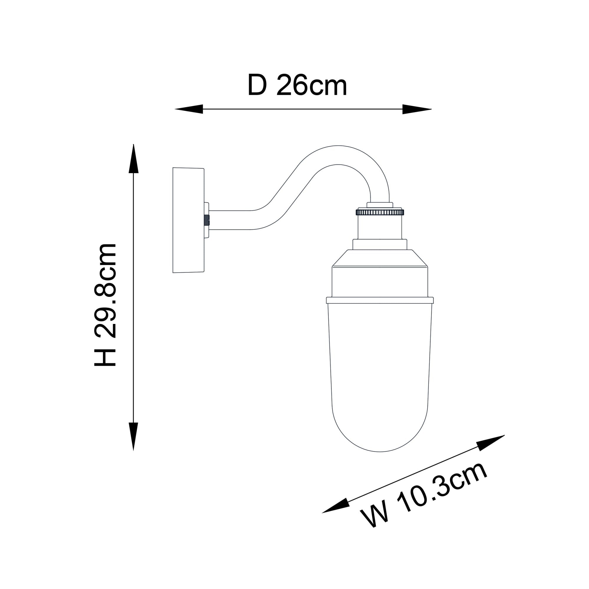 Classic Curved Arm Exterior Wall Light In Matt Black Finish With Clear Glass Shade IP44