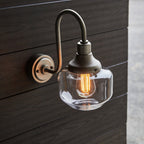 Iconic Exterior Wall Lantern In Brushed Silver Finish With Clear Glass Shade IP44