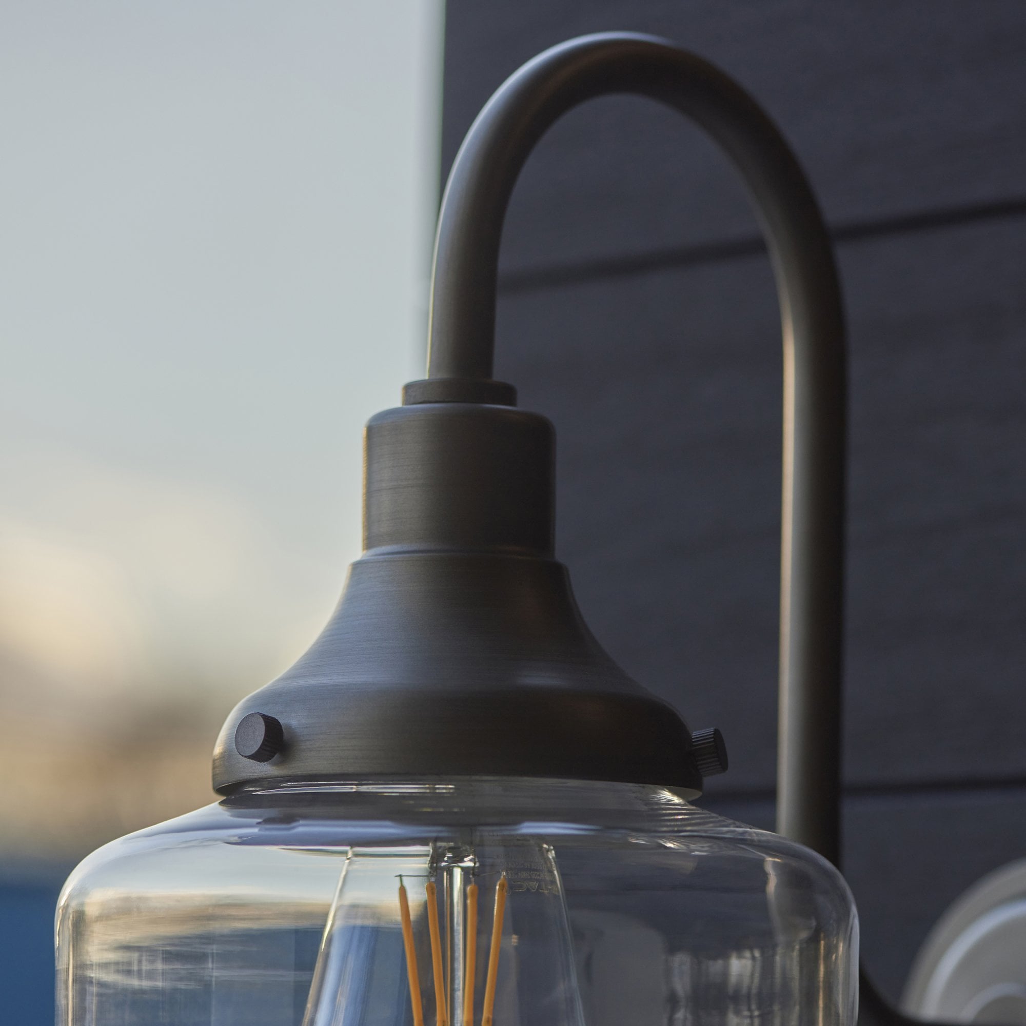 Iconic Exterior Wall Lantern In Brushed Silver Finish With Clear Glass Shade IP44