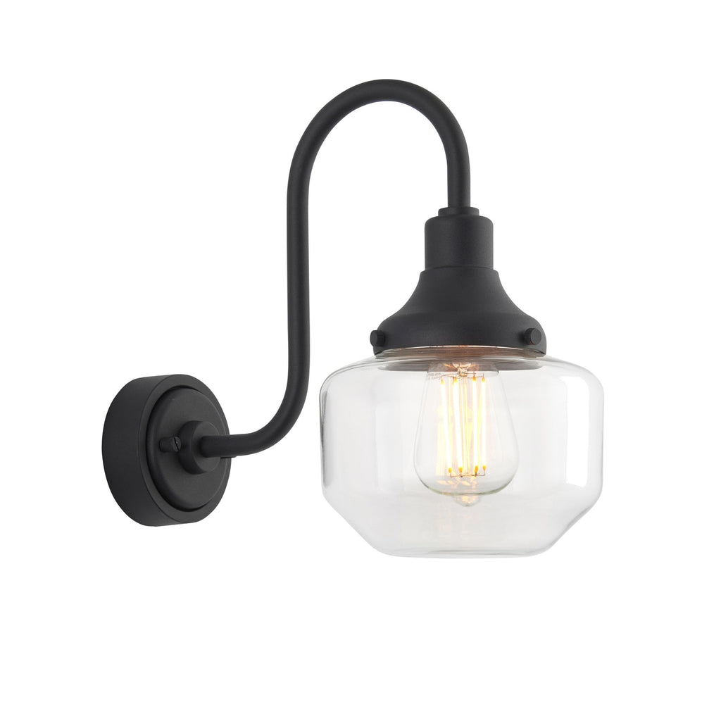 Iconic Exterior Wall Lantern In Matt Black Finish With Clear Glass Shade IP44