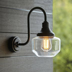 Iconic Exterior Wall Lantern In Matt Black Finish With Clear Glass Shade IP44
