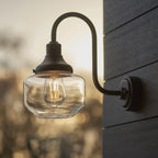 Iconic Exterior Wall Lantern In Matt Black Finish With Clear Glass Shade IP44