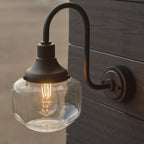 Iconic Exterior Wall Lantern In Matt Black Finish With Clear Glass Shade IP44