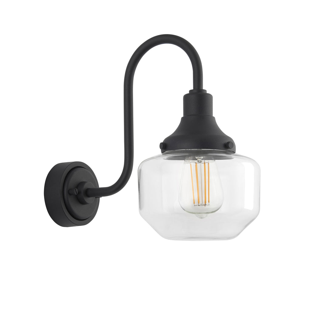 Iconic Exterior Wall Lantern In Matt Black Finish With Clear Glass Shade IP44