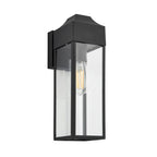 Rectangle Exterior Wall Lantern In Matt Black Finish With Clear Glass Panels IP44