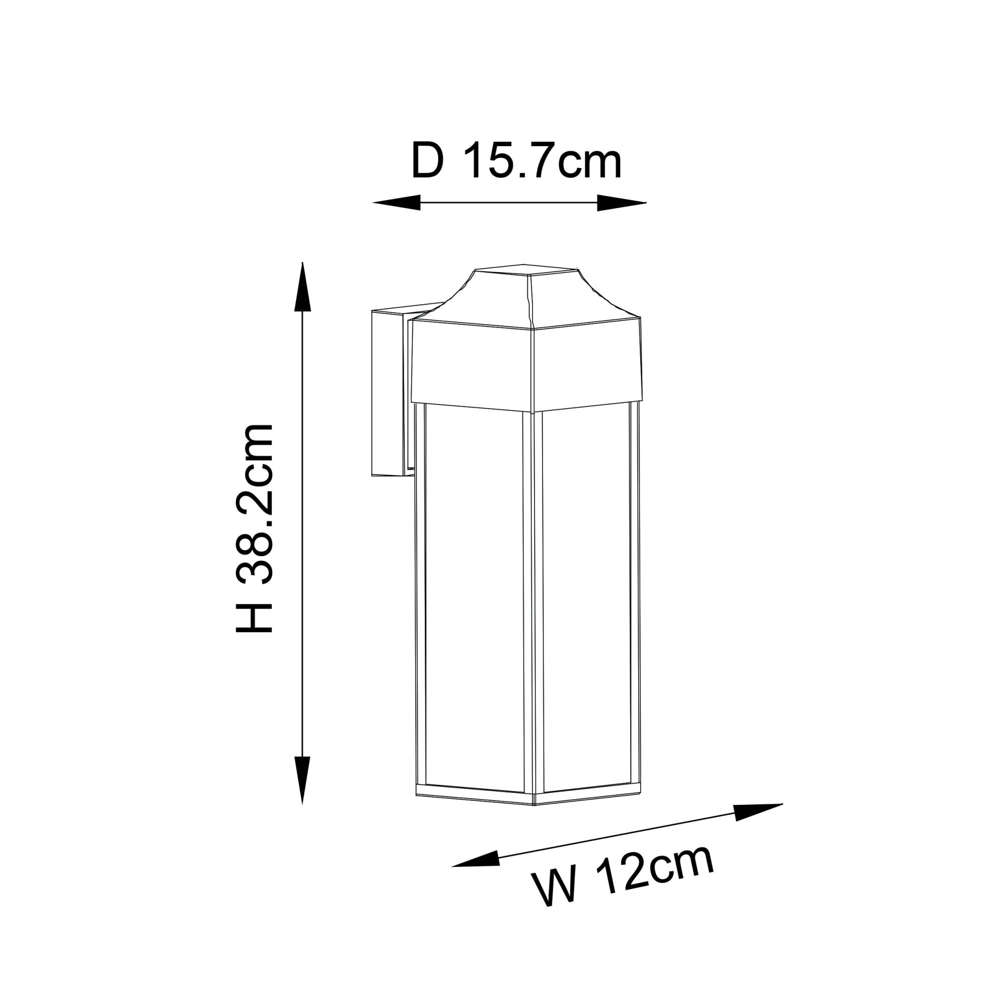 Rectangle Exterior Wall Lantern In Matt Black Finish With Clear Glass Panels IP44