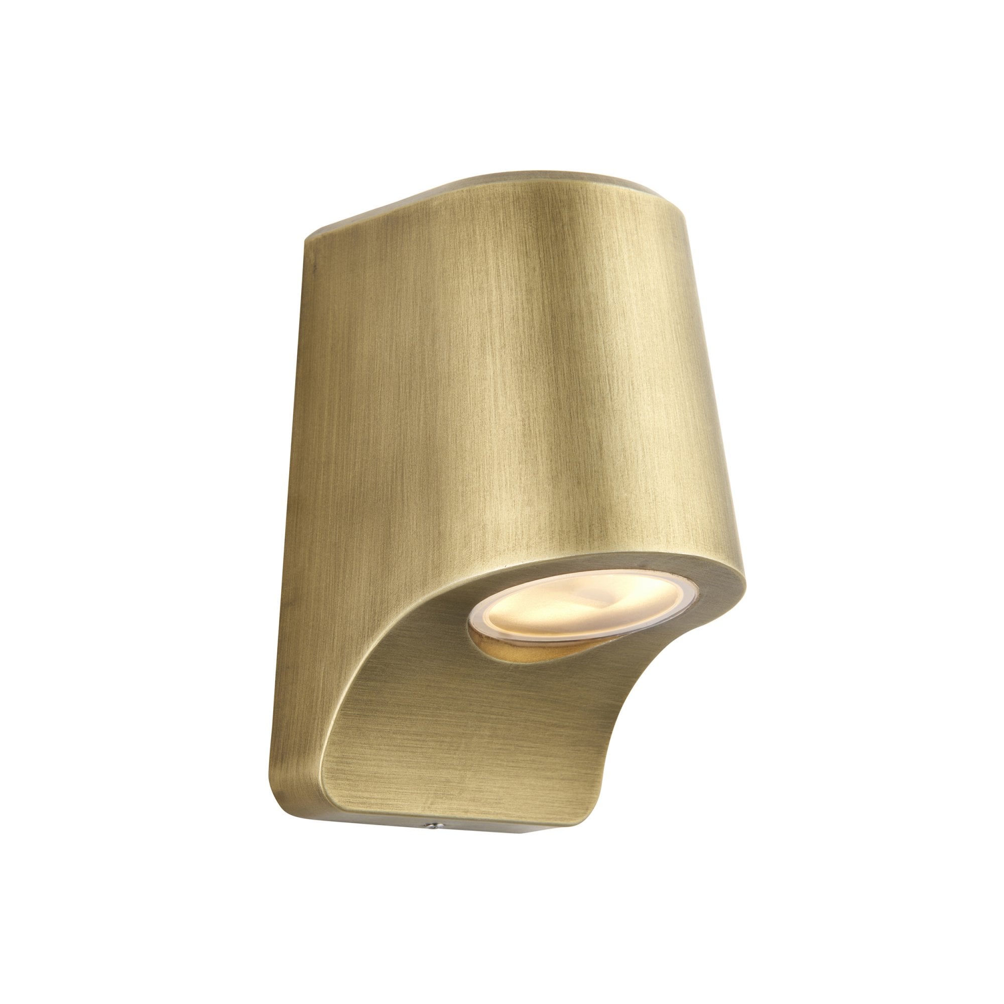 Unique Outdoor LED Wall Light In Brushed Gold Finish With Frosted Glass IP44