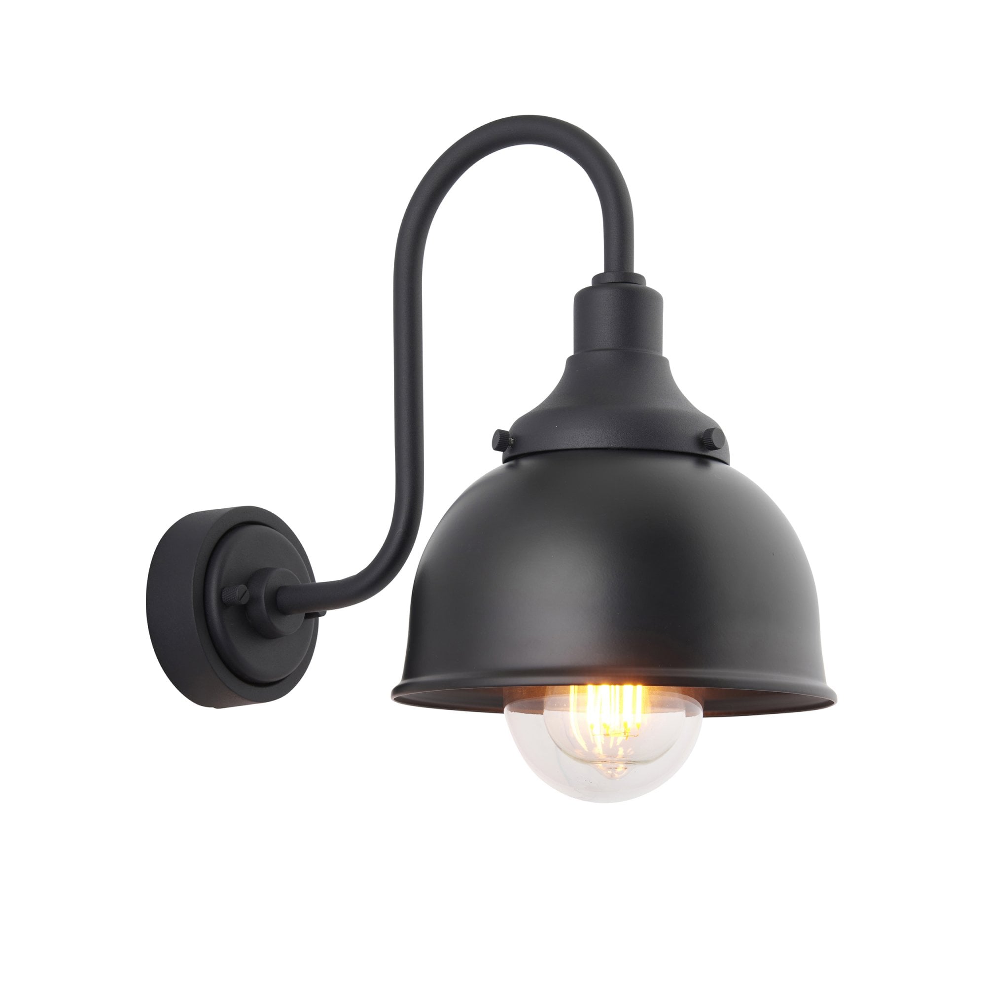 Classic Outdoor Swan Neck Wall Light In Textured And Matt Black Finish