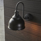 Classic Outdoor Swan Neck Wall Light In Textured And Matt Black Finish