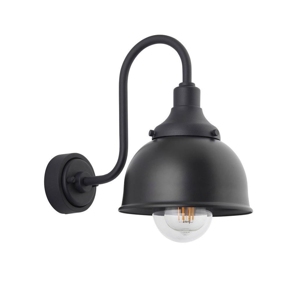 Classic Outdoor Swan Neck Wall Light In Textured And Matt Black Finish