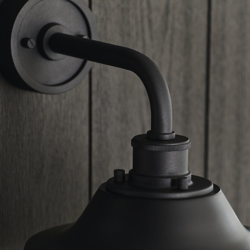 Knurled Exterior Wall Light With Cage In Textured And Matt Black Finish IP44