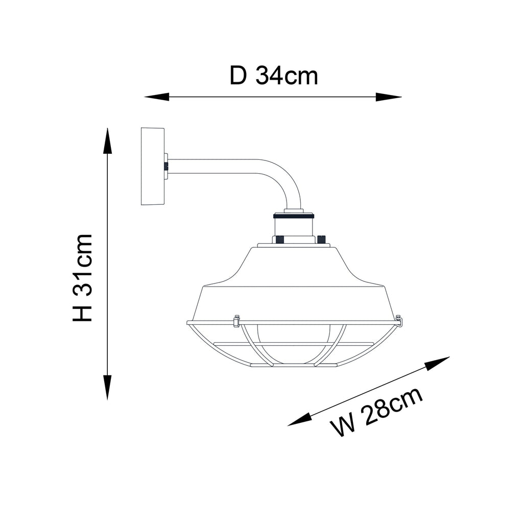 Knurled Exterior Wall Light With Cage In Textured And Matt Black Finish IP44