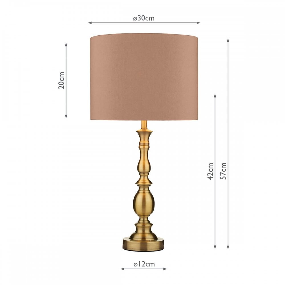 Madrid Antique Brass Table Lamp With Silk Shade MAD4275
